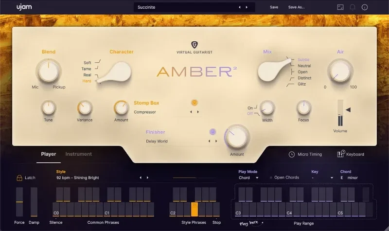 UJAM Virtual Guitarist Amber interface