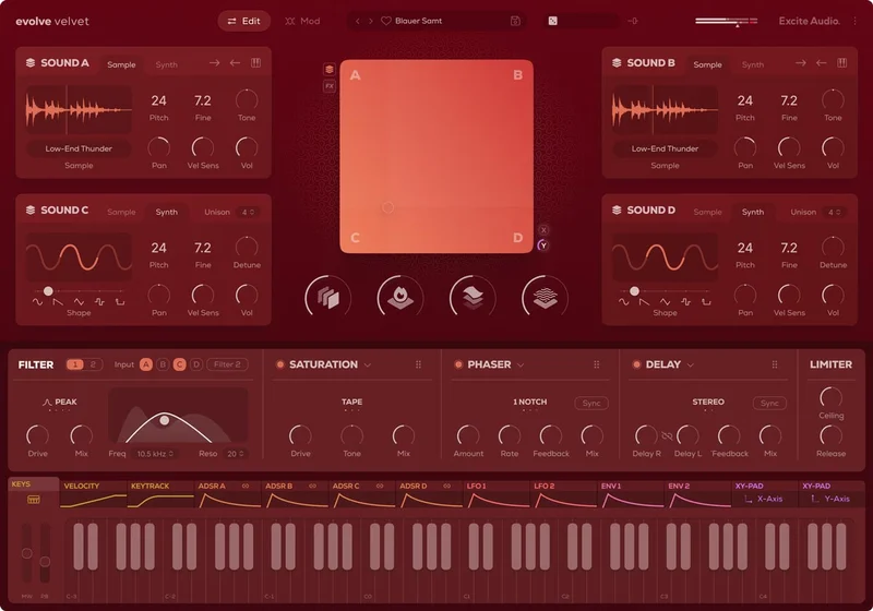Excite Audio Evolve Velvet interface
