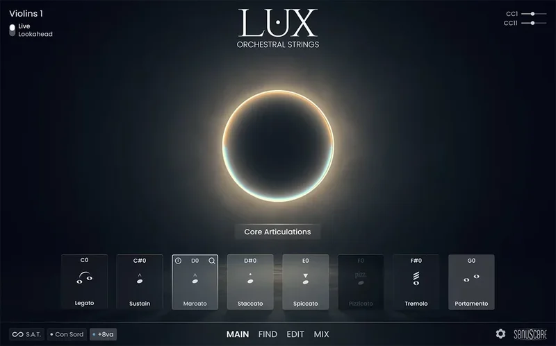 Sonuscore LUX Orchestral Strings interface
