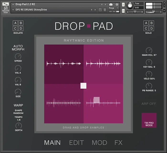 Soundtrax Drop Pad 2 - Rhythmic Edition Kontakt Library interface