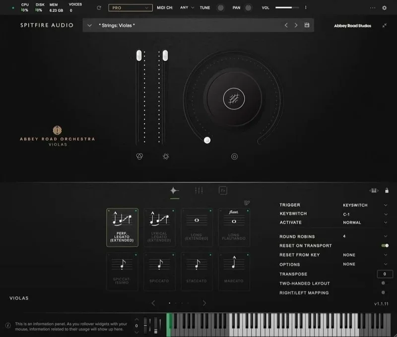 Spitfire Audio Abbey Road Orchestra: Violas Professional interface
