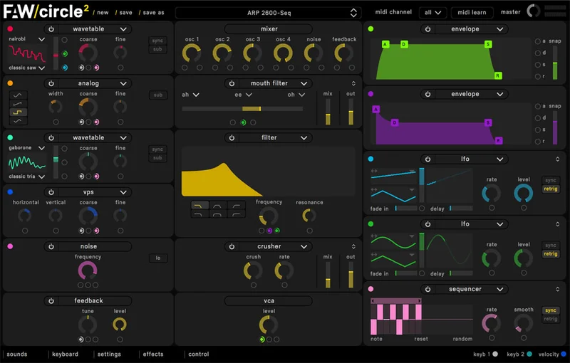 Future Audio Workshop Circle2 interface