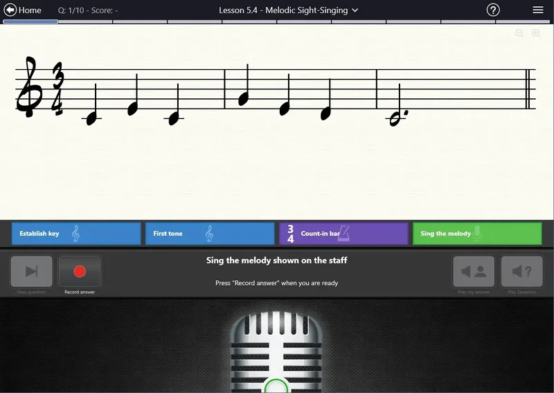 Earmaster Vocal Trainer interface