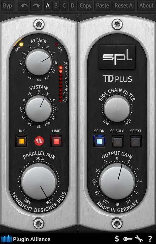 SPL Transient Designer Plus interface