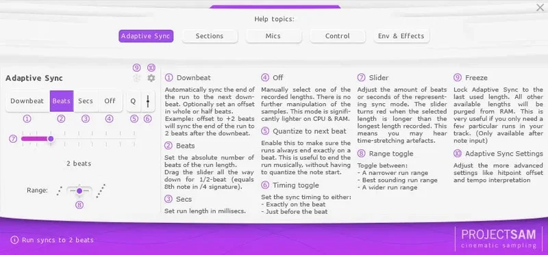 Project SAM Colours: Adaptive Runs interface