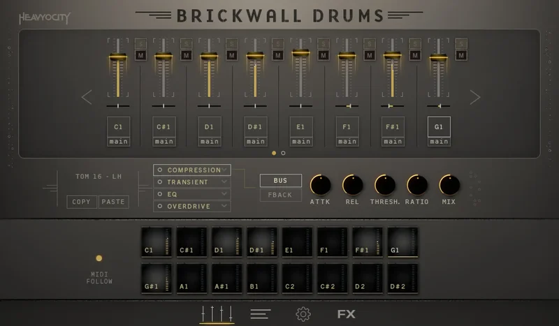 Heavyocity Brickwall Drums interface