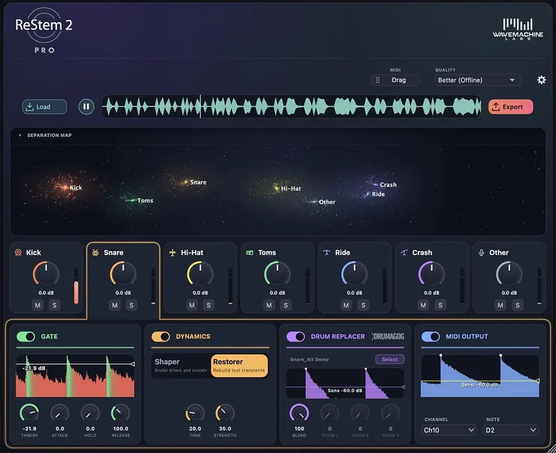 WaveMachine Labs ReStem Pro interface