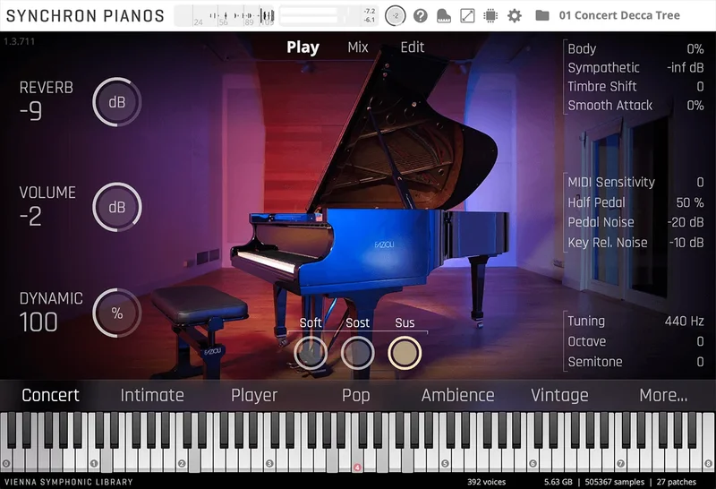 VSL Studio Fazioli F212 interface