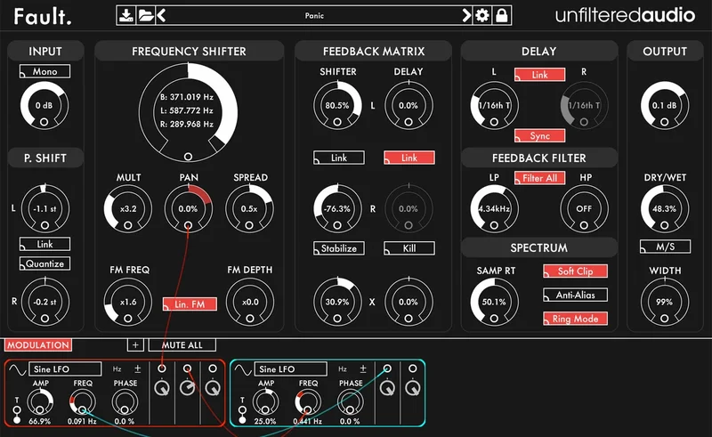 Unfiltered Audio Fault interface