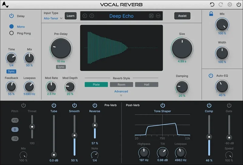 Antares Vocal Reverb interface