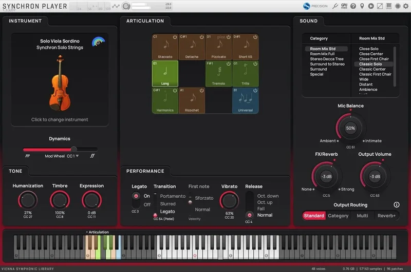 VSL Synchron Solo Viola (Sordino) interface