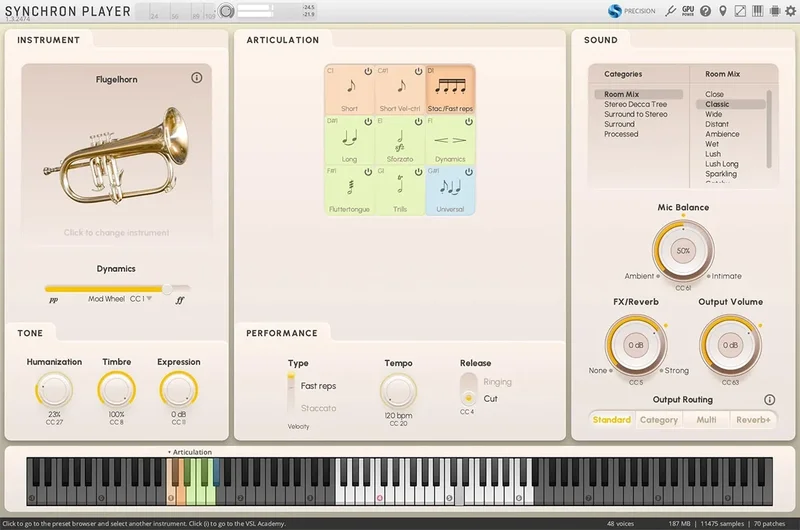 VSL Synchron Special Brass: Flugelhorn interface