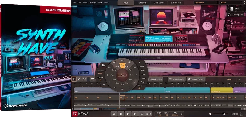 Toontrack EKX Synthwave interface