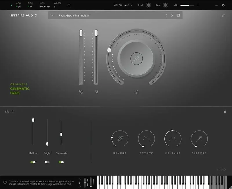 Spitfire Audio Originals Cinematic Pads interface