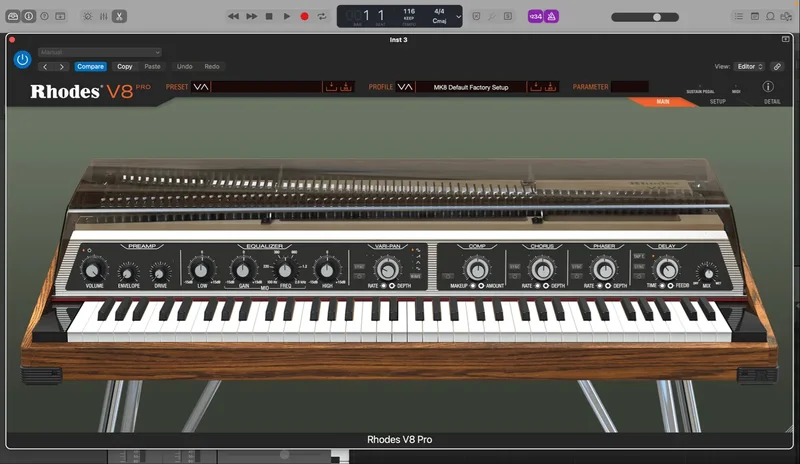 Rhodes V8 Pro interface