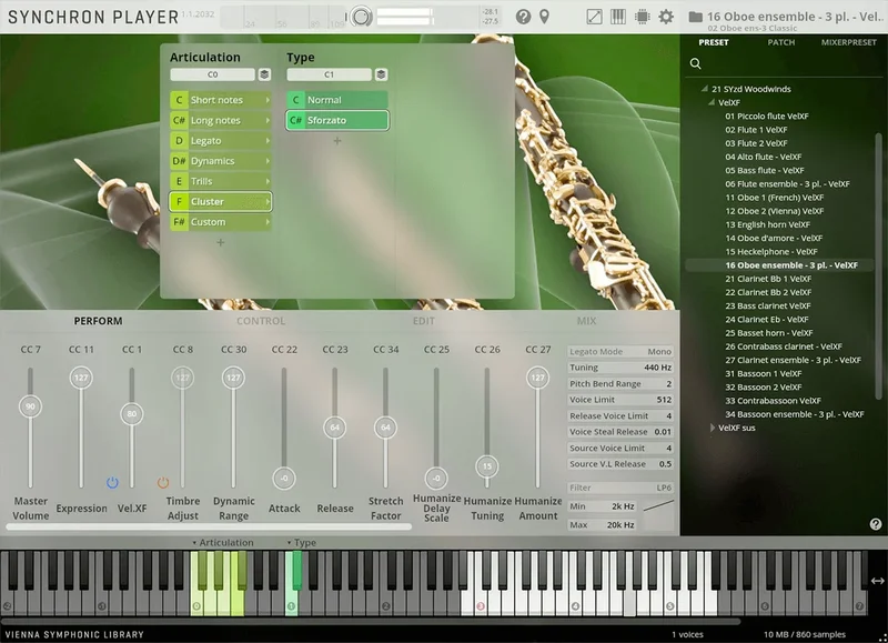 VSL Studio Oboe Ensemble interface