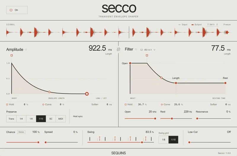 Sequins Secco interface