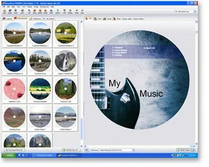 Acoustica CD/DVD Label Maker interface