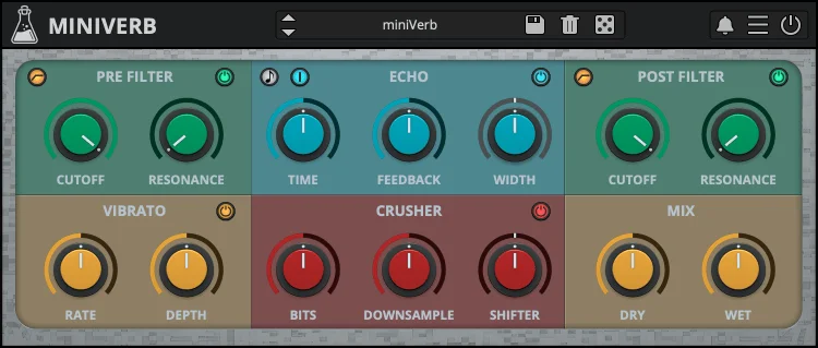 AudioThing miniVerb interface