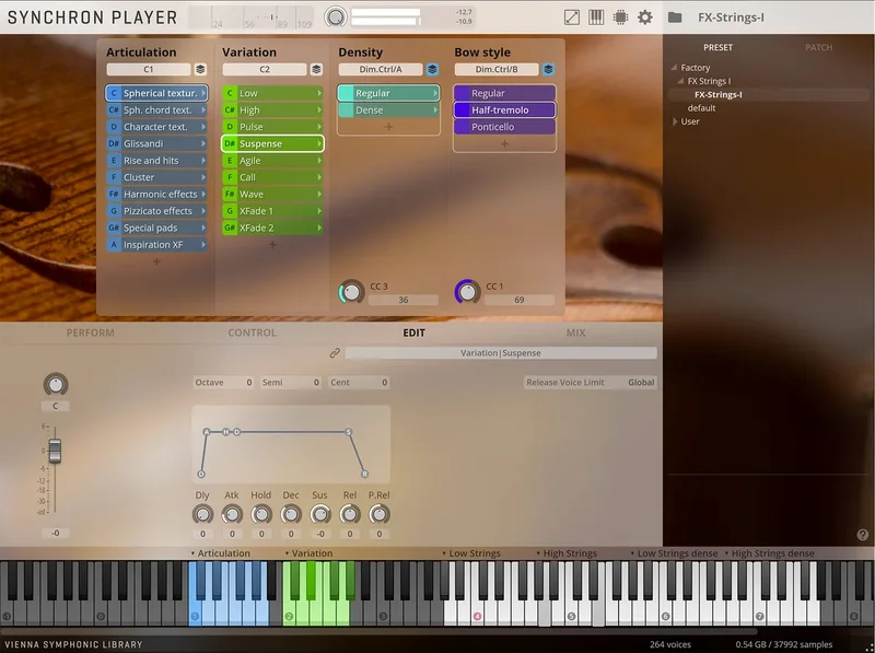 VSL Synchron FX Strings interface