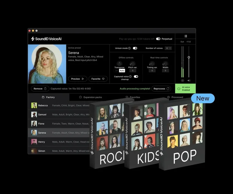 Sonarworks SoundID VoiceAI and 3 Voice Packs Bundle interface