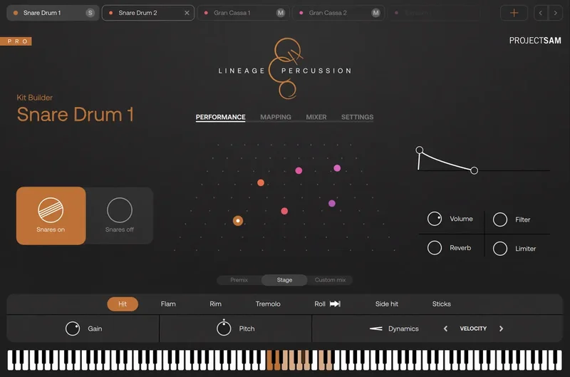 Project SAM Lineage Percussion Pro interface