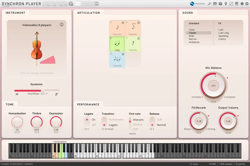 VSL Synchron Prime Strings II interface