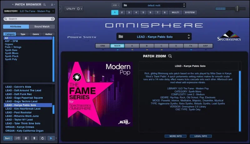 ILIO The Fame Series: Modern Pop interface