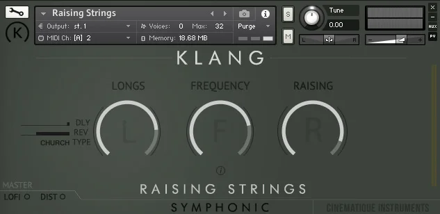 KLANG SYMPHONIC: Raising Strings interface