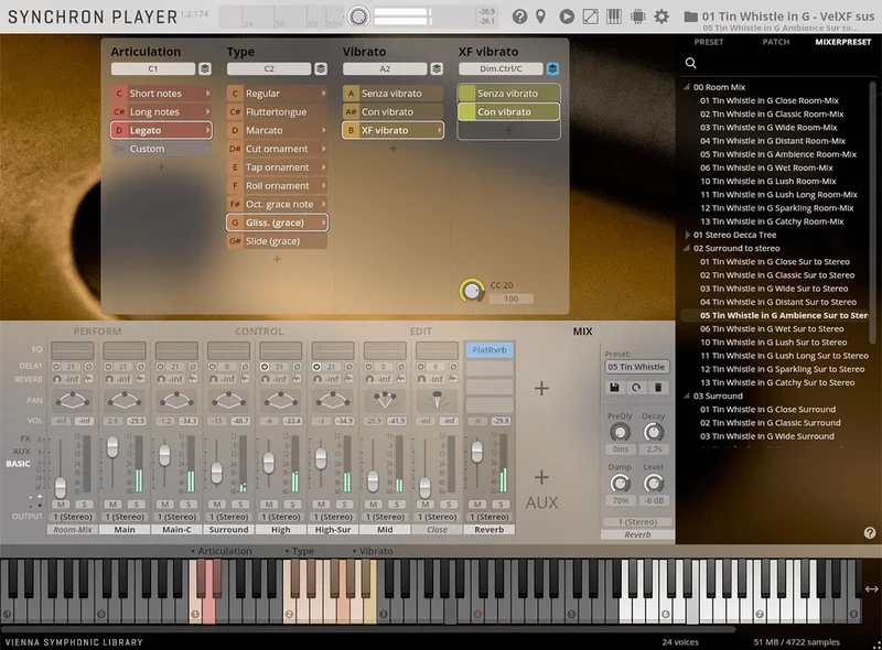 VSL Synchron Tin Whistles interface