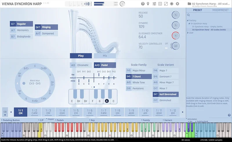 VSL Synchron Harp interface