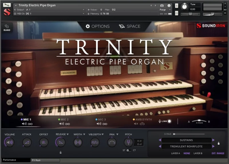 Soundiron Trinity Electric Pipe Organ interface