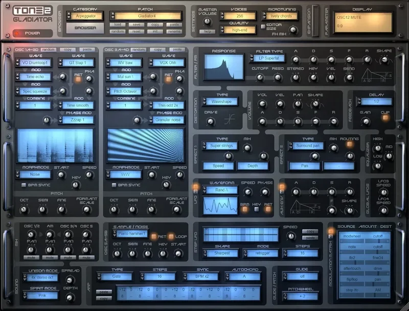 Tone2 Gladiator 4 interface