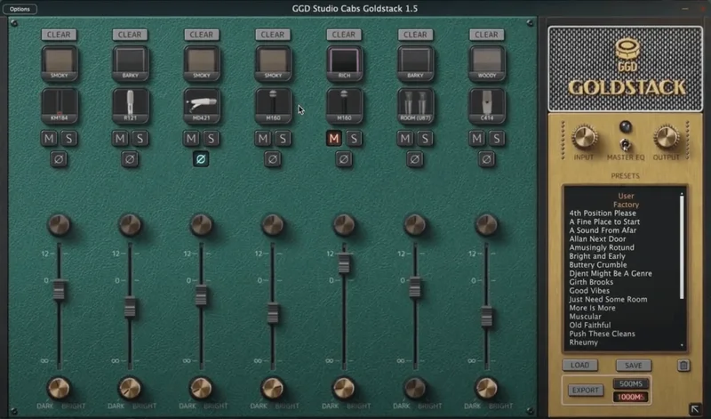 GGD Studio Cabs: Goldstack Edition interface
