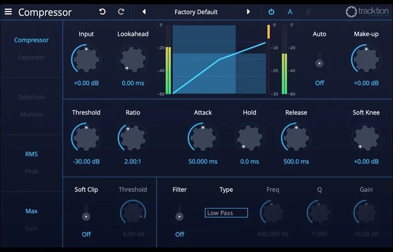 Tracktion DAW Essentials - Compressor interface