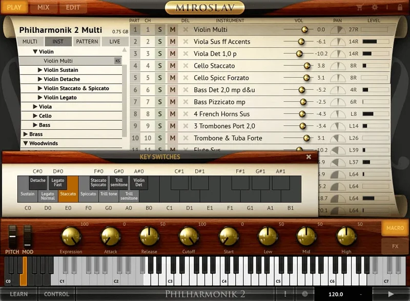 IK Multimedia Miroslav Philharmonik 2 CE interface