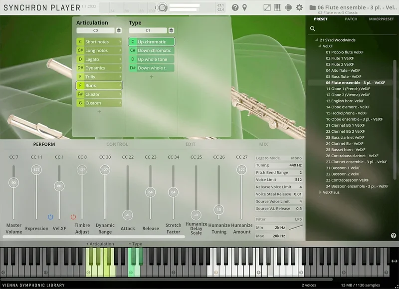 VSL Studio Flute Ensemble interface