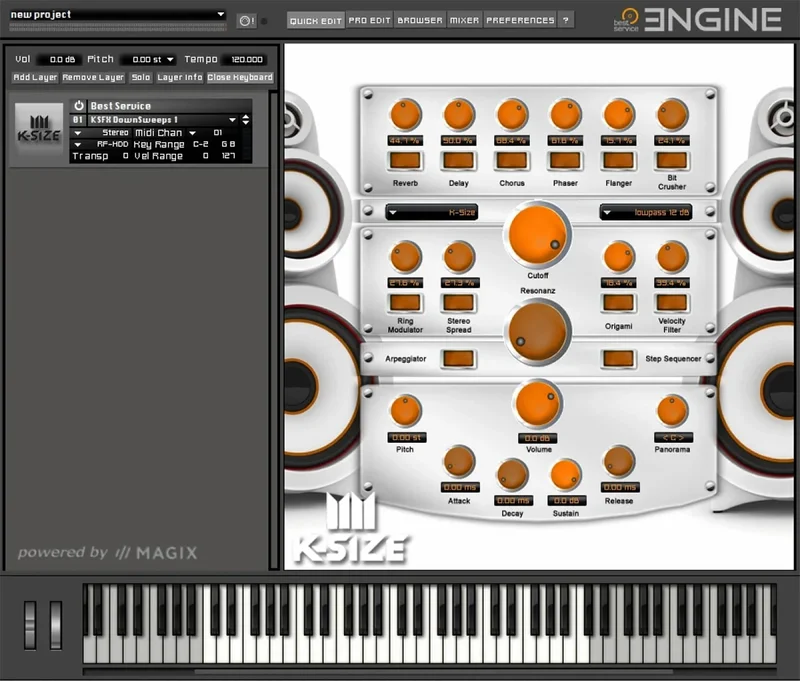 Best Service K-Size Engine Edition interface