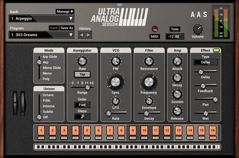 AAS Ultra Analog Session interface