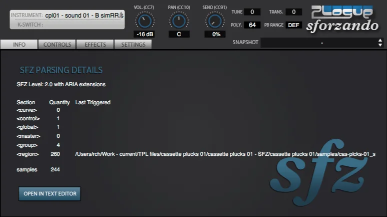 THEPHONOLOOP Cassette Plucks.01 for SFZ Player interface