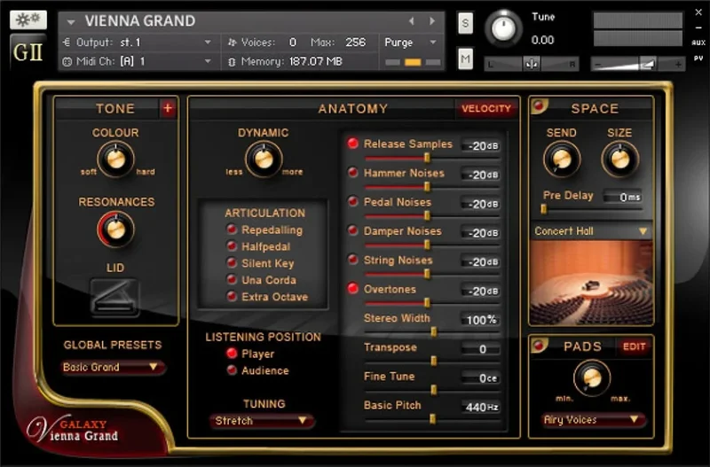 Best Service Galaxy III Pianos interface