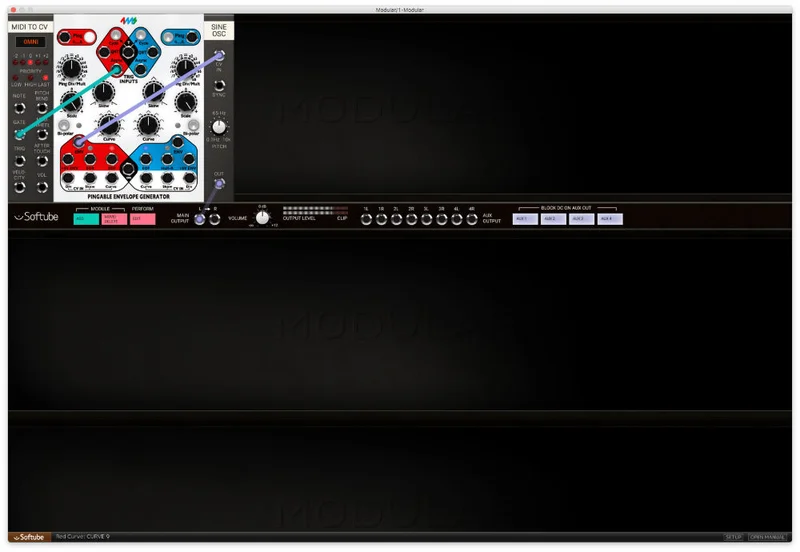 Softube Modular Add-On: 4ms Pingable Envelope Generator (PEG) interface