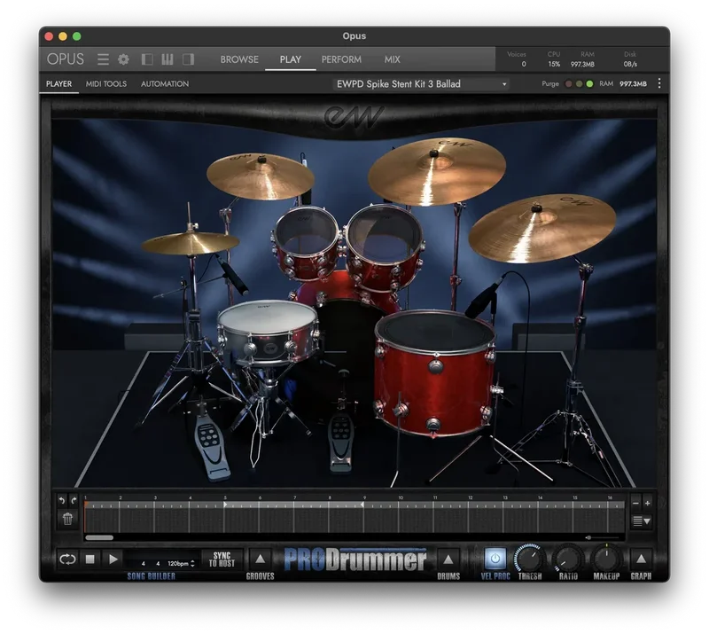 EastWest ProDrummer 1 - Joe Chiccarelli interface