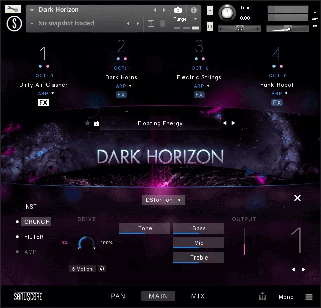 Sonuscore Dark Horizon interface