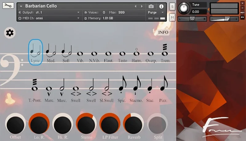 David Forner Barbarian Cello interface