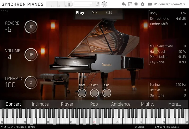 VSL Synchron Pianos: Bosendorfer Imperial interface