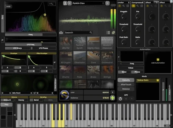 Stagecraft Infinity Synth interface
