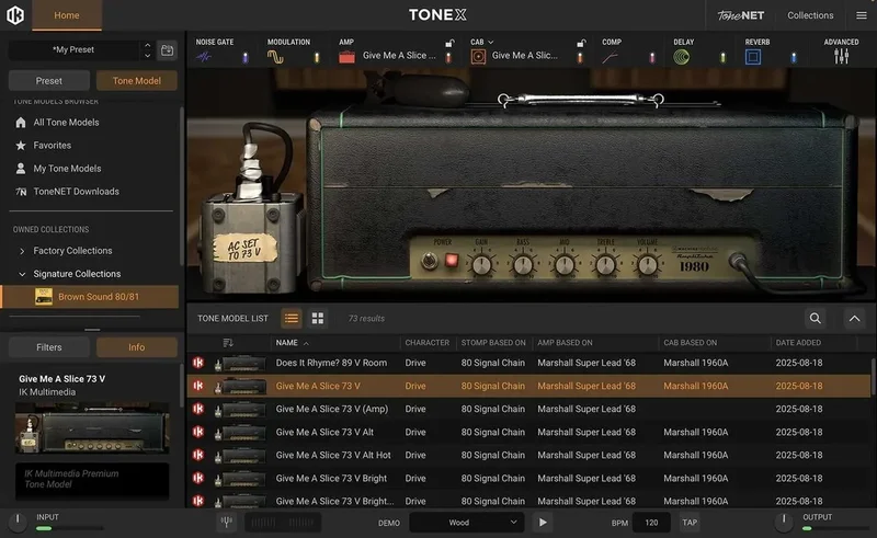 IK Multimedia TONEX Brown Sound 82/84 interface