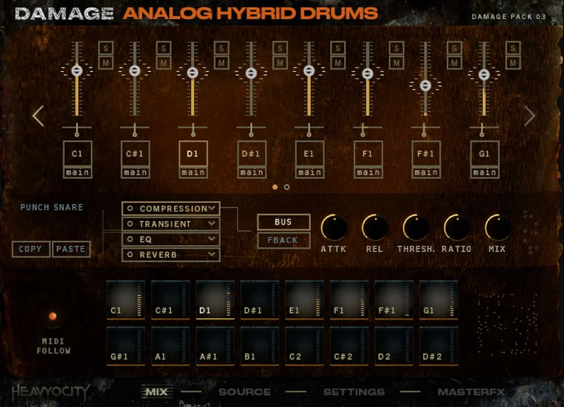 Heavyocity Analog Hybrid Drums interface