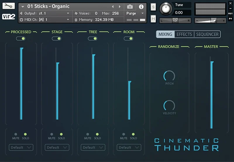 Vir2 Instruments Cinematic Thunder: Epic Orchestral Toms interface